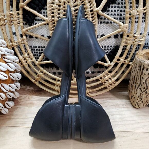 Born Escif D'Orsay Womens 6 Med Open Toe Flats Shoes Leather Black Comfort EUC - Picture 5 of 11